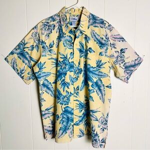 Vintage Men’s Reyn Spooner Hawaiian Shirt Blue Yellow Floral Print XXL